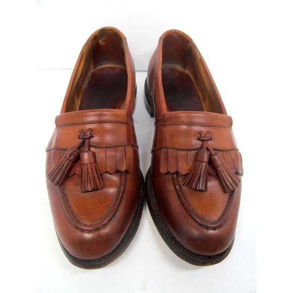 Allen Edmonds Newport Brown Leather Full Strap Tassel Loafers Mens Size 9 D main image 12